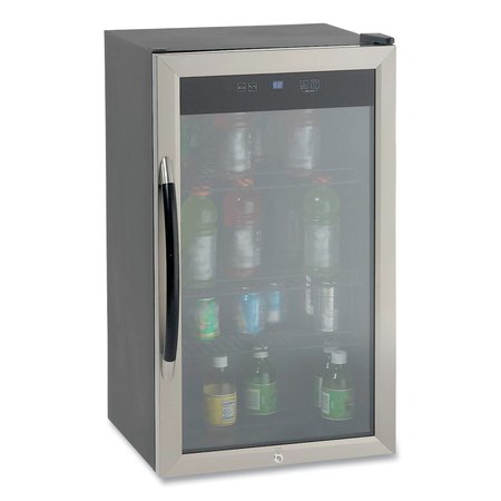 AVANTI Refrigerator/Beverage Cooler, 3 Cu. Ft., 18.75x19.5x33.75, Black/Stainless Steel Framed Glass Door BCA306SS-IS